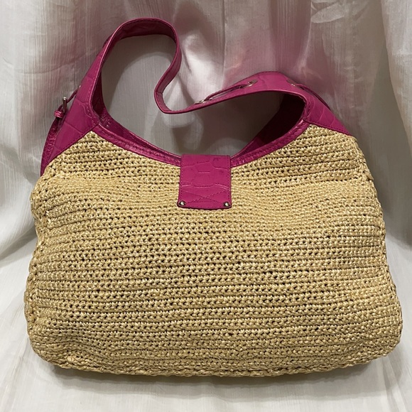 Jimmy Choo Rajah Raffia & Croc leather hobo bag. - Picture 4 of 10